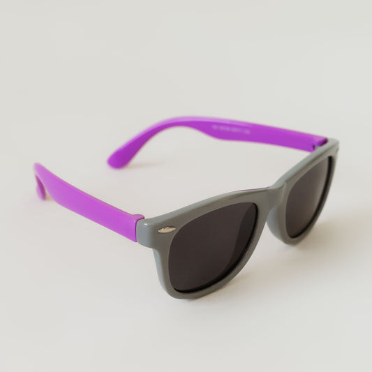 Flexible Gray and Purple Polarized Sunglasses for Kids