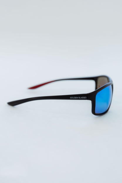 Men's Polarized Black and Blue Sports Sunglasses